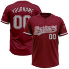 Custom Crimson Gray-White Two-Button Unisex Softball Jersey photo 1