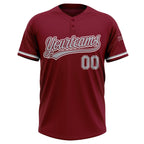 Custom Crimson Gray-White Two-Button Unisex Softball Jersey photo 2