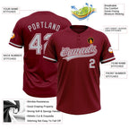 Custom Crimson Gray-White Two-Button Unisex Softball Jersey photo 3