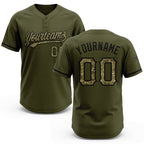 Custom Olive Camo-Black Salute To Service Two-Button Unisex Softball Jersey
