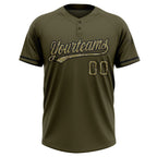 Custom Olive Camo-Black Salute To Service Two-Button Unisex Softball Jersey photo 2