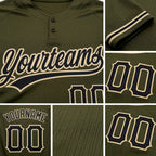 Custom Olive Black-City Cream Salute To Service Two-Button Unisex Softball Jersey detail