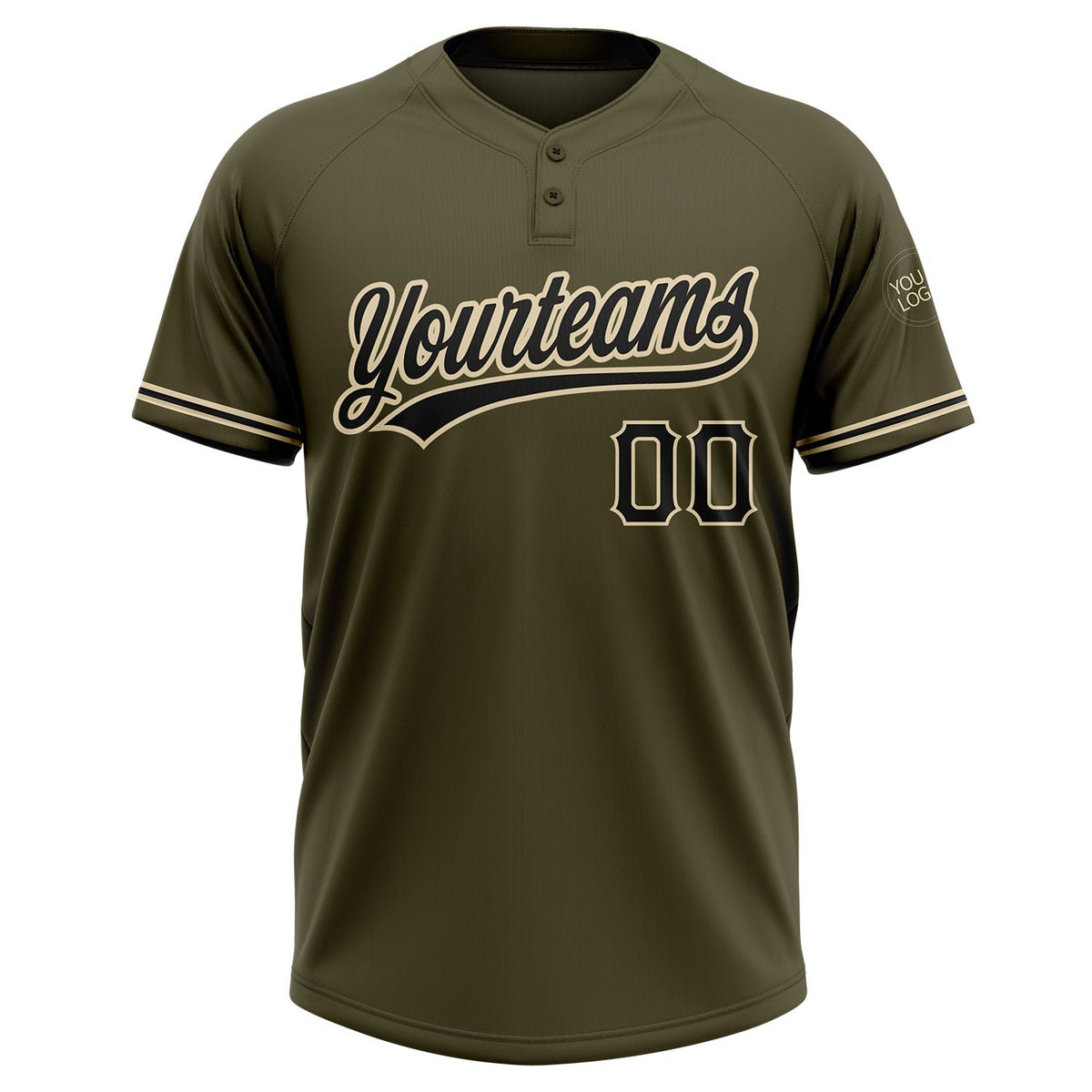 Custom Olive Black-City Cream Salute To Service Two-Button Unisex Softball Jersey photo 2
