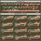 Custom Olive Vintage USA Flag-City Cream Salute To Service Two-Button Unisex Softball Jersey photo 5