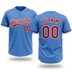 Custom Powder Blue Red-White Two-Button Unisex Softball Jersey