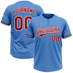 Custom Powder Blue Red-White Two-Button Unisex Softball Jersey photo 1