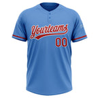 Custom Powder Blue Red-White Two-Button Unisex Softball Jersey photo 2