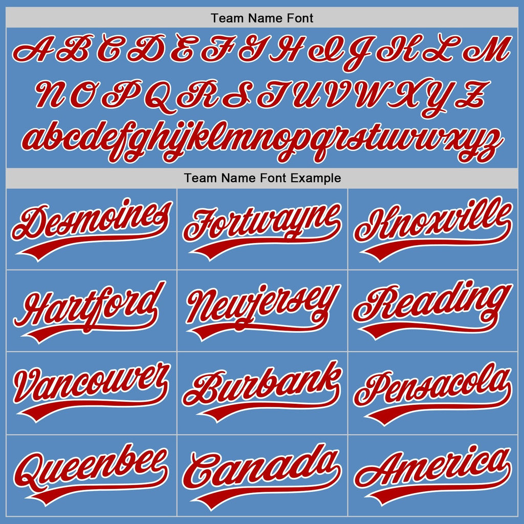 Custom Powder Blue Red-White Two-Button Unisex Softball Jersey photo 4