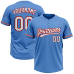 Custom Powder Blue White-Red Two-Button Unisex Softball Jersey photo 1