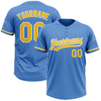 Custom Powder Blue Yellow-White Two-Button Unisex Softball Jersey photo 1