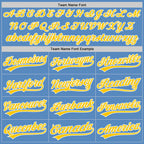 Custom Powder Blue Yellow-White Two-Button Unisex Softball Jersey photo 4