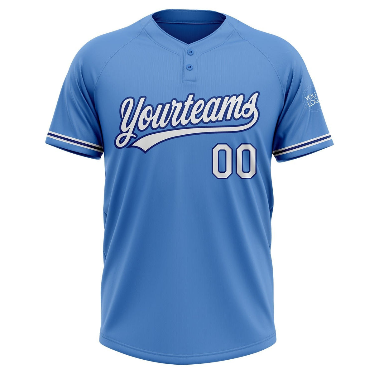 Custom Powder Blue White-Royal Two-Button Unisex Softball Jersey photo 2