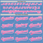 Custom Powder Blue Pink-White Two-Button Unisex Softball Jersey photo 3