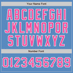 Custom Powder Blue Pink-White Two-Button Unisex Softball Jersey photo 4