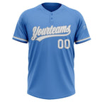 Custom Powder Blue White-Gray Two-Button Unisex Softball Jersey photo 2