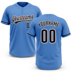 Custom Powder Blue Brown-White Two-Button Unisex Softball Jersey