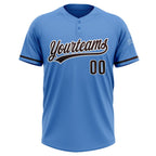 Custom Powder Blue Brown-White Two-Button Unisex Softball Jersey photo 2