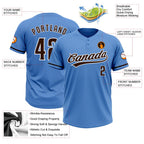 Custom Powder Blue Brown-White Two-Button Unisex Softball Jersey photo 3