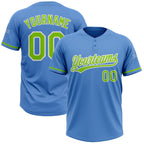 Custom Powder Blue Neon Green-White Two-Button Unisex Softball Jersey photo 1