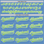 Custom Powder Blue Neon Green-White Two-Button Unisex Softball Jersey photo 4