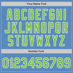 Custom Powder Blue Neon Green-White Two-Button Unisex Softball Jersey photo 5