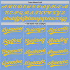 Custom Light Blue Yellow Two-Button Unisex Softball Jersey photo 3