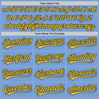 Custom Light Blue Yellow-Navy Two-Button Unisex Softball Jersey photo 3