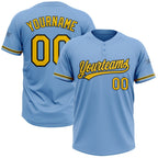 Custom Light Blue Yellow-Black Two-Button Unisex Softball Jersey photo 1