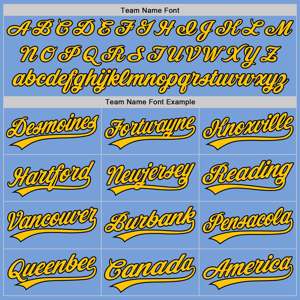 Custom Light Blue Yellow-Black Two-Button Unisex Softball Jersey photo 3