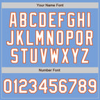 Custom Light Blue White-Orange Two-Button Unisex Softball Jersey photo 4