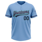 Custom Light Blue Navy Gray-Teal Two-Button Unisex Softball Jersey photo 2