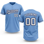 Custom Light Blue White-Navy Two-Button Unisex Softball Jersey