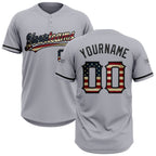 Custom Gray Vintage USA Flag-Black Two-Button Unisex Softball Jersey