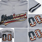 Custom Gray Vintage USA Flag-Black Two-Button Unisex Softball Jersey detail