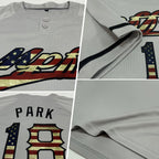Custom Gray Vintage USA Flag-Black Two-Button Unisex Softball Jersey photo 2