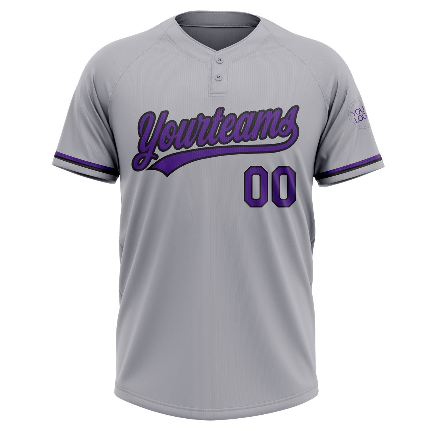 Custom Gray Purple-Black Two-Button Unisex Softball Jersey photo 2