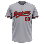 Custom Gray Red-Black Two-Button Unisex Softball Jersey photo 2