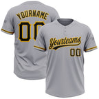 Custom Gray Black-Gold Two-Button Unisex Softball Jersey photo 1