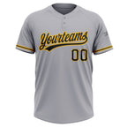 Custom Gray Black-Gold Two-Button Unisex Softball Jersey photo 2