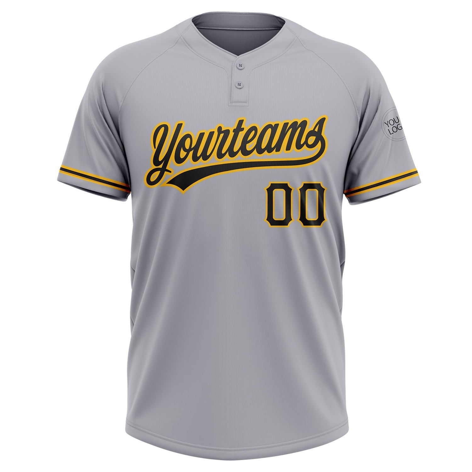 Custom Gray Black-Gold Two-Button Unisex Softball Jersey photo 2