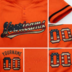 Custom Orange Vintage USA Flag-Black Two-Button Unisex Softball Jersey detail