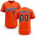 Custom Orange Navy-White Two-Button Unisex Softball Jersey