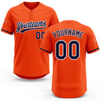 Custom Orange Navy-White Two-Button Unisex Softball Jersey