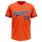 Custom Orange Navy-White Two-Button Unisex Softball Jersey photo 2