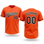 Custom Orange Black-White Two-Button Unisex Softball Jersey