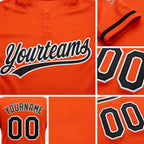Custom Orange Black-White Two-Button Unisex Softball Jersey detail