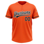 Custom Orange Black-White Two-Button Unisex Softball Jersey photo 2