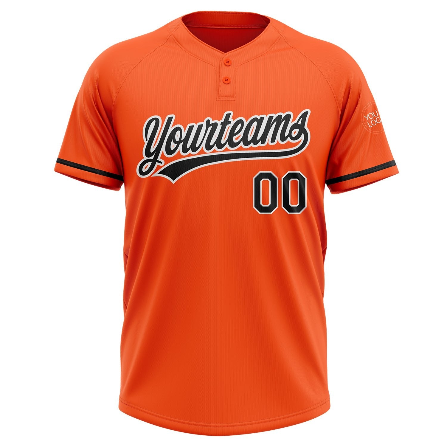 Custom Orange Black-White Two-Button Unisex Softball Jersey photo 2