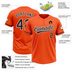 Custom Orange Black-White Two-Button Unisex Softball Jersey photo 3