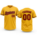 Custom Gold Red-Black Two-Button Unisex Softball Jersey
